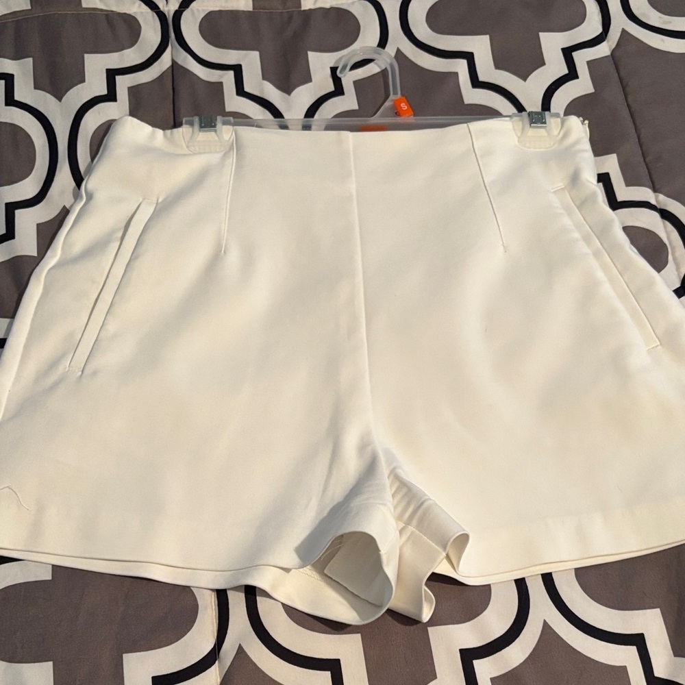 Zara High Waist White Women's Shorts